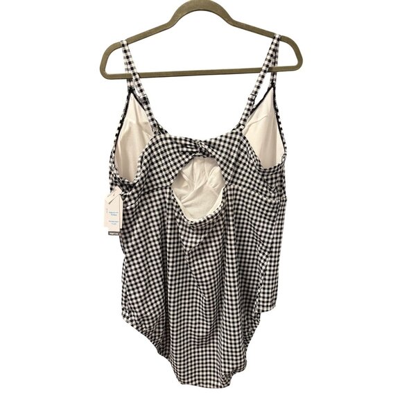 Black And White Gingham One Piece Swimsuit Plus Size Twist Front Cut OutSz 3X - Picture 6 of 12